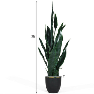 35.5 Inch, Indoor-Outdoor Artificial Fake Snake Plant view 4