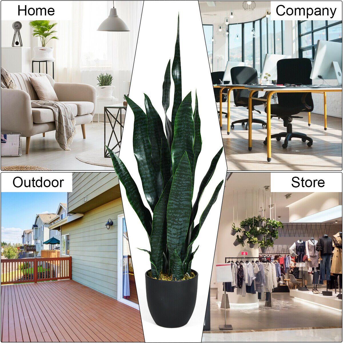 35.5 Inch, Indoor-Outdoor Artificial Fake Snake Plant view 8