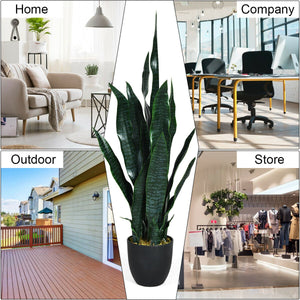 35.5 Inch, Indoor-Outdoor Artificial Fake Snake Plant view 8