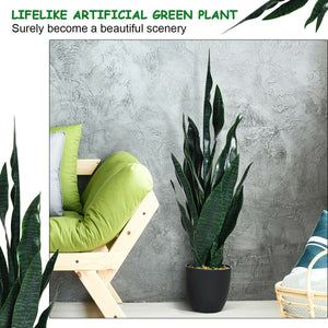 35.5 Inch, Indoor-Outdoor Artificial Fake Snake Plant view 9