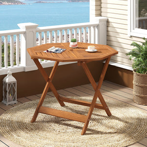35.5 Inch Solid Wood Patio Dining Table Octagon Table with 1.97 Inch Umbrella Hole view 2