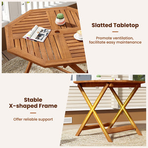 35.5 Inch Solid Wood Patio Dining Table Octagon Table with 1.97 Inch Umbrella Hole view 8