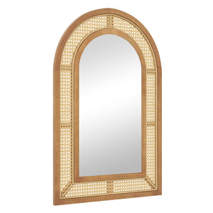35.5 Inches x 23.5 Inches Rattan Wall Mounted Decorative Mirror with Wooden Frame-Natural view 4