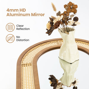 35.5 Inches x 23.5 Inches Rattan Wall Mounted Decorative Mirror with Wooden Frame-Natural view 7