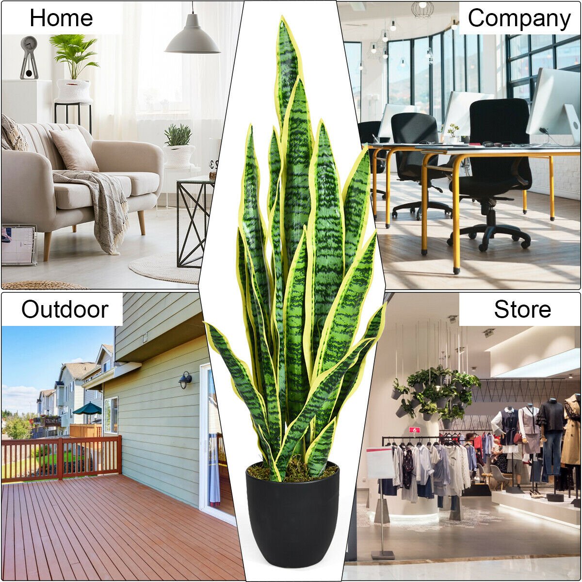 35.5 Inch Indoor-Outdoor Decoration Fake Artificial Snake Plant view 8