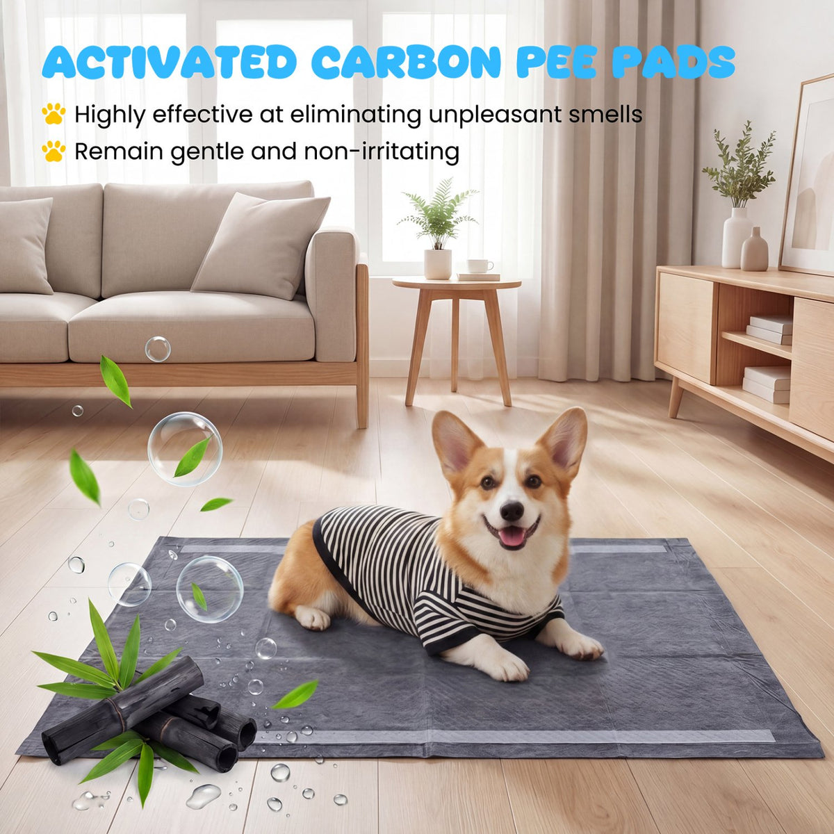 35.5 inches x 24 inches Charcoal Dog Pee Pads 6-Layer for Dogs-Black view 7