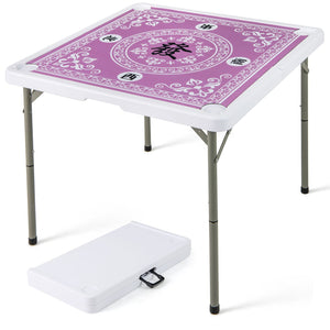 35 Inch 4 Player Game Card Folding Mahjong Table with Cup Holders-Pink view 4