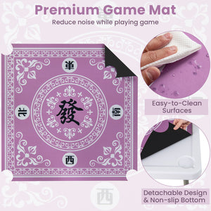 35 Inch 4 Player Game Card Folding Mahjong Table with Cup Holders-Pink view 8