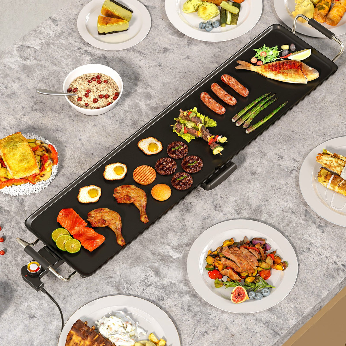 35 Inch Large Electric Griddle Nonstick BBQ Grill with Adjustable Temperature-M view 2