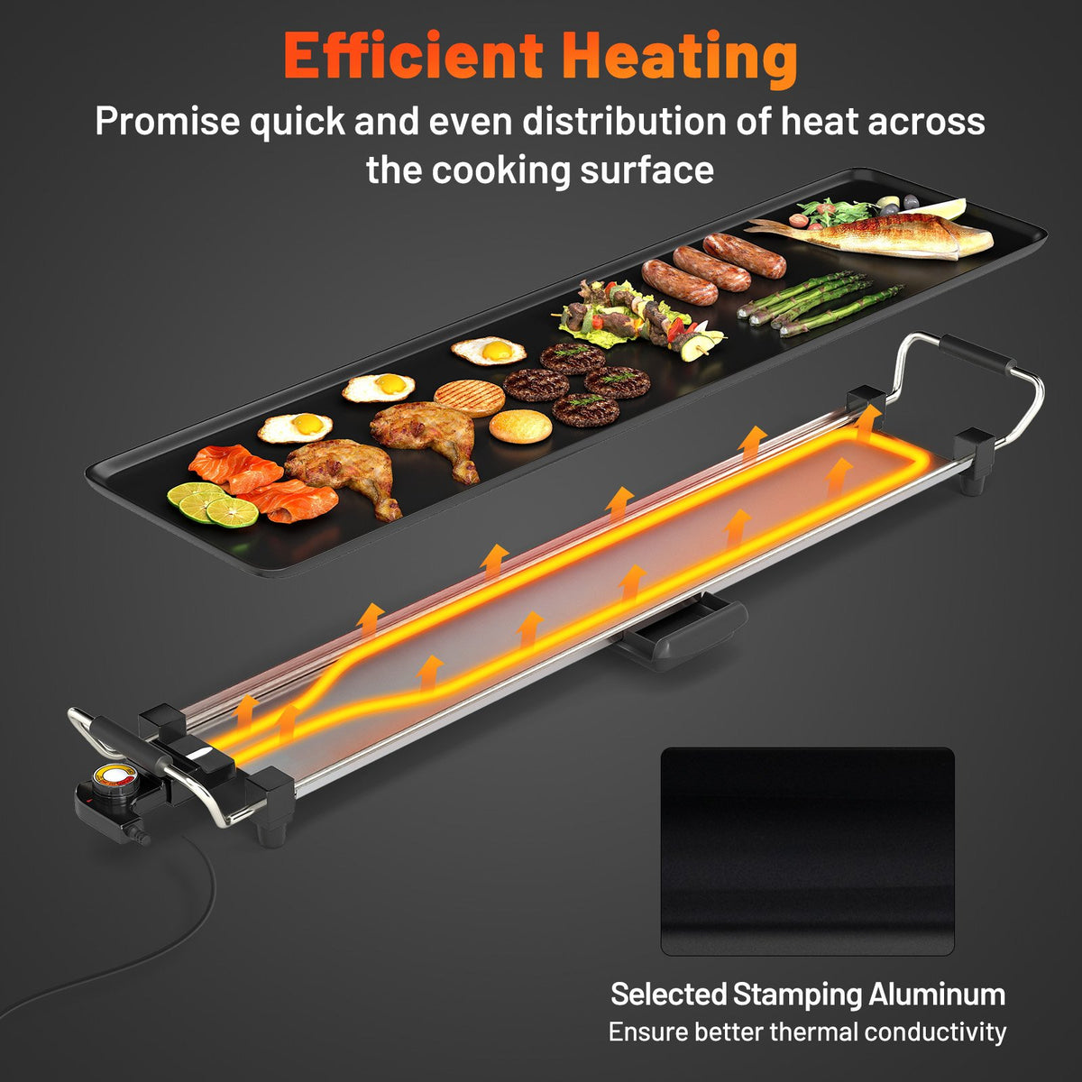 35 Inch Large Electric Griddle Nonstick BBQ Grill with Adjustable Temperature-M view 6