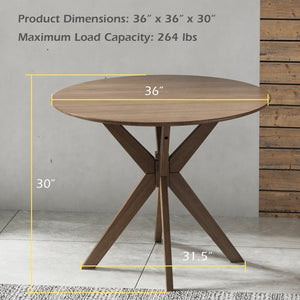 36 Inch Round Wood Dining Table with Intersecting Pedestal Base view 4