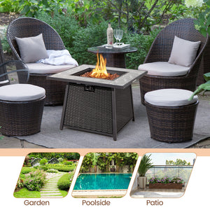 35 Inch Propane Gas Fire Pit Table Wicker Rattan with Lava Rocks PVC Cover-Black view 9