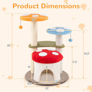 35 Inch Tall Cat Tower with Sisal Scratching Posts Cat Condo and Padded Platforms-Multicolor view 5