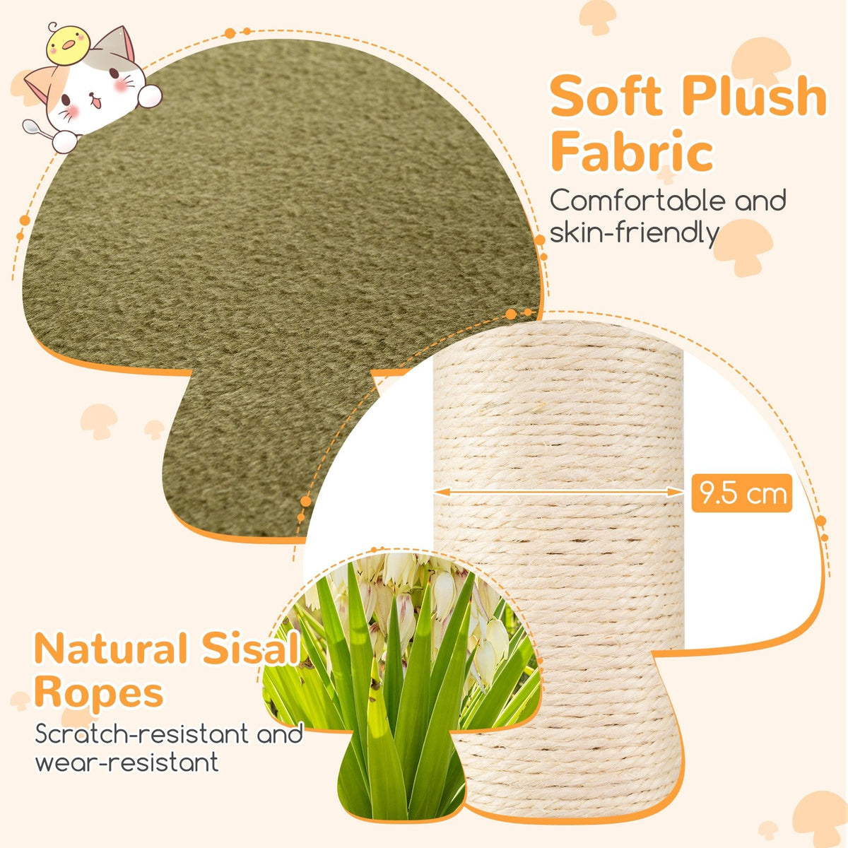 35 Inch Tall Cat Tower with Sisal Scratching Posts Cat Condo and Padded Platforms-Multicolor view 7