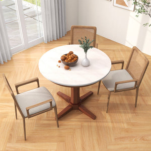 35 Inches Wooden Round Dining Table with Pedestal Base-White view 3