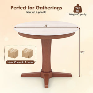 35 Inches Wooden Round Dining Table with Pedestal Base-White view 5