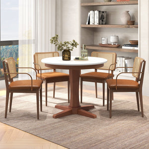 35 Inches Wooden Round Dining Table with Pedestal Base-White view 6