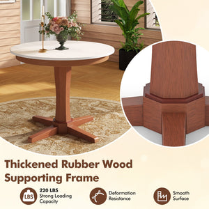 35 Inches Wooden Round Dining Table with Pedestal Base-White view 7