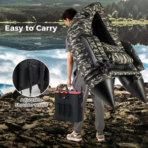 350 LBS Inflatable Fishing Float Tube with Adjustable Backrest and Backpack Straps-Camouflage view 5