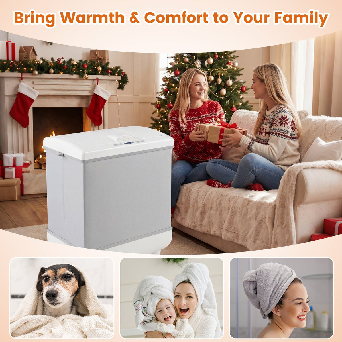 35L Large Towel Warmer with Heating and Drying Modes for Bathroom-Gray view 9