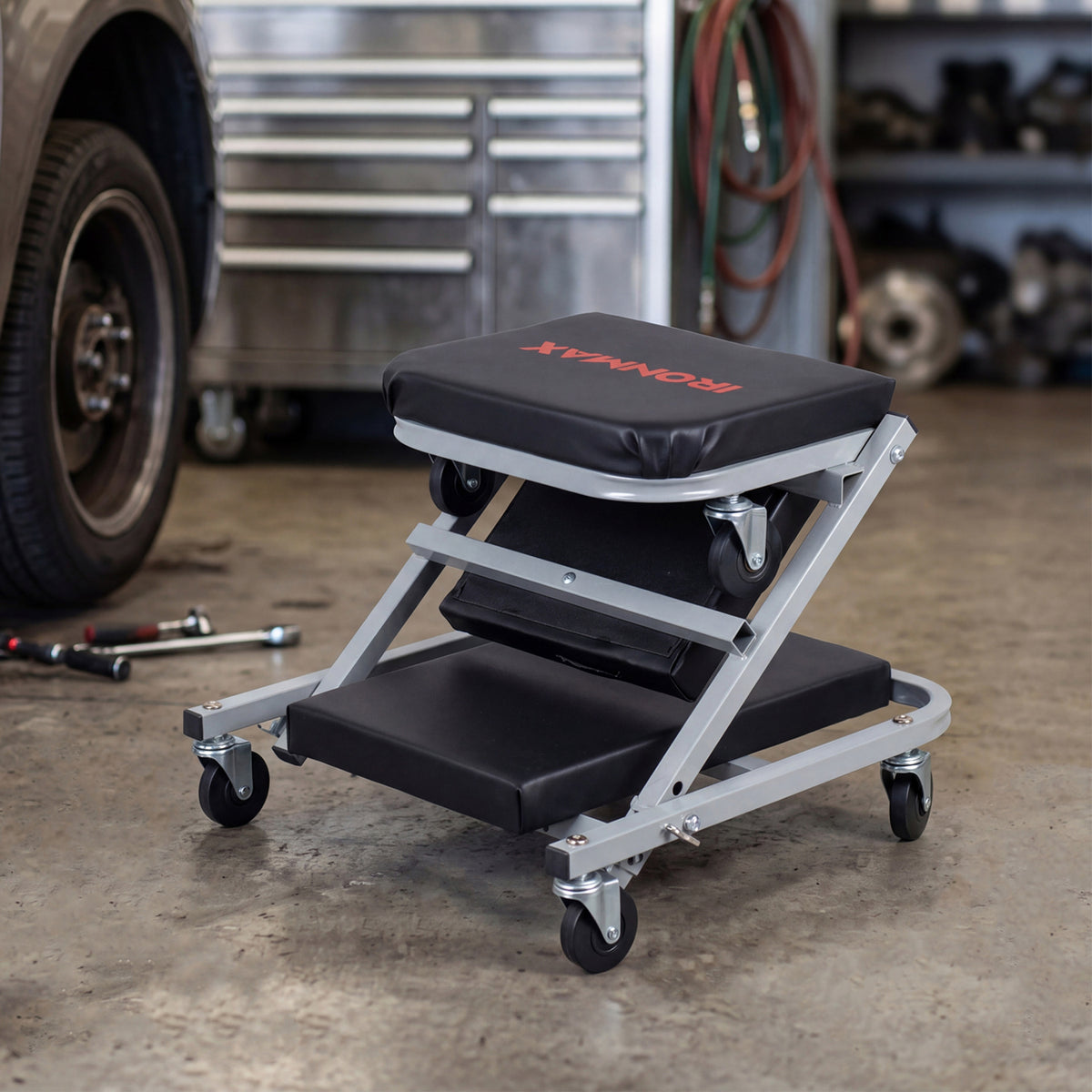 36 inches 2-in-1 Mechanic Creeper and Z-Seat with 6 Swivel Casters-Black view 3