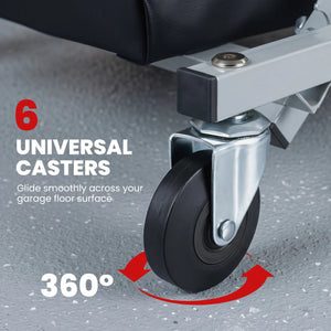 36 inches 2-in-1 Mechanic Creeper and Z-Seat with 6 Swivel Casters-Black view 7