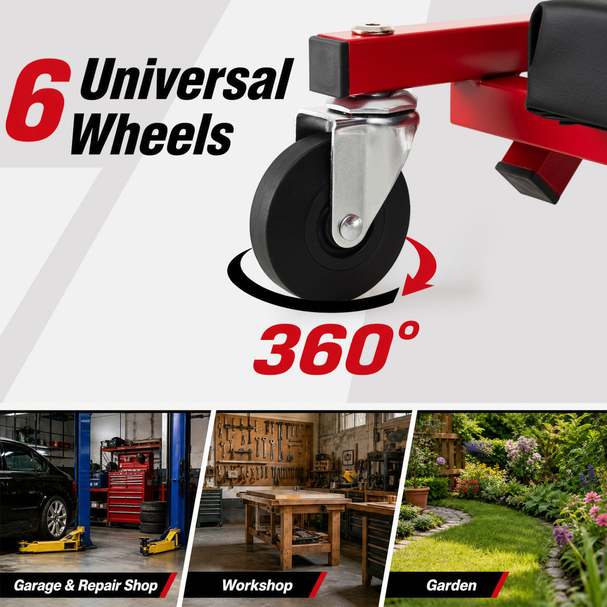 36 inches 3-in-1 Folding Mechanic Creeper Under Car Roller Creeper-Red view 8