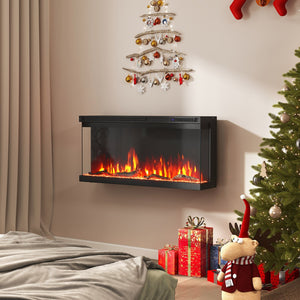 36/40/50/60 Inch Wide 3-Sided Electric Fireplace Insert with Remote Control and 12 Flame Colors-36 Inch view 3