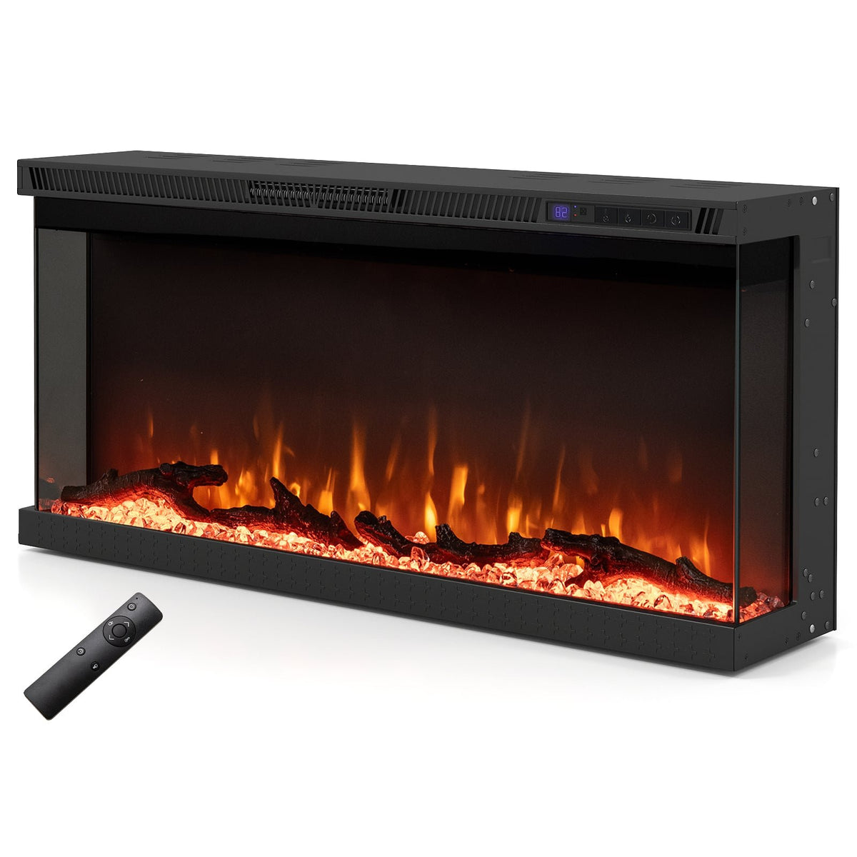 36/40/50/60 Inch Wide 3-Sided Electric Fireplace Insert with Remote Control and 12 Flame Colors-36 Inch view 4
