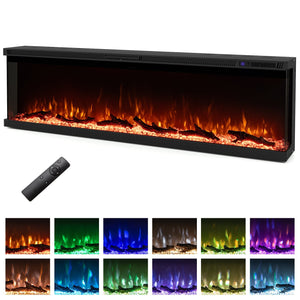 36/40/50/60 Inch Wide 3-Sided Electric Fireplace Insert with Remote Control and 12 Flame Colors-60 inch view 4