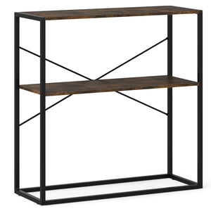 36 inches Console Table 2-Tier Entryway Table with Wooden Open Shelves and Metal Frame-Rustic Brown view 4
