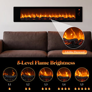 36 inches Electric Fireplace with 5-Level Adjustable Brightness and Speed view 6