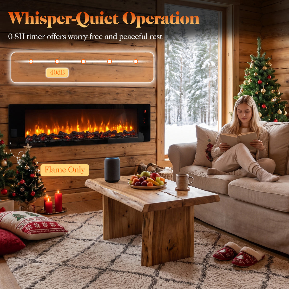 36 inches Electric Fireplace with 5-Level Adjustable Brightness and Speed view 7