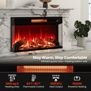 36 Inch 3-Sided 1500W Electric Fireplace with 7-Color Flame-Black view 7