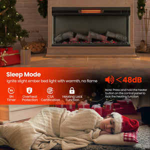 36 Inch 3-Sided 1500W Electric Fireplace with 7-Color Flame-Black view 8