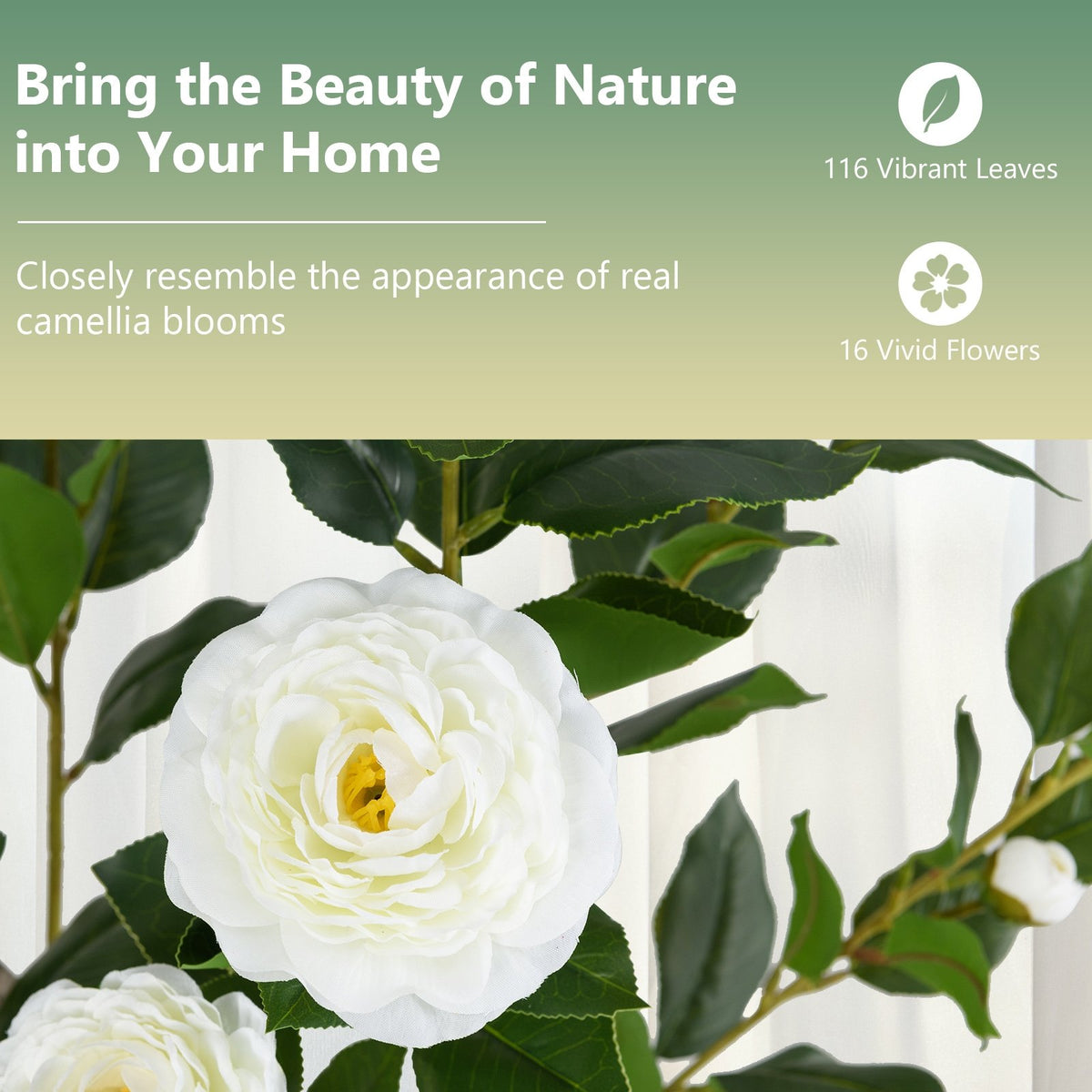 36 Inch Artificial Camellia Tree with Blooming Flower 1 Pack-White view 7