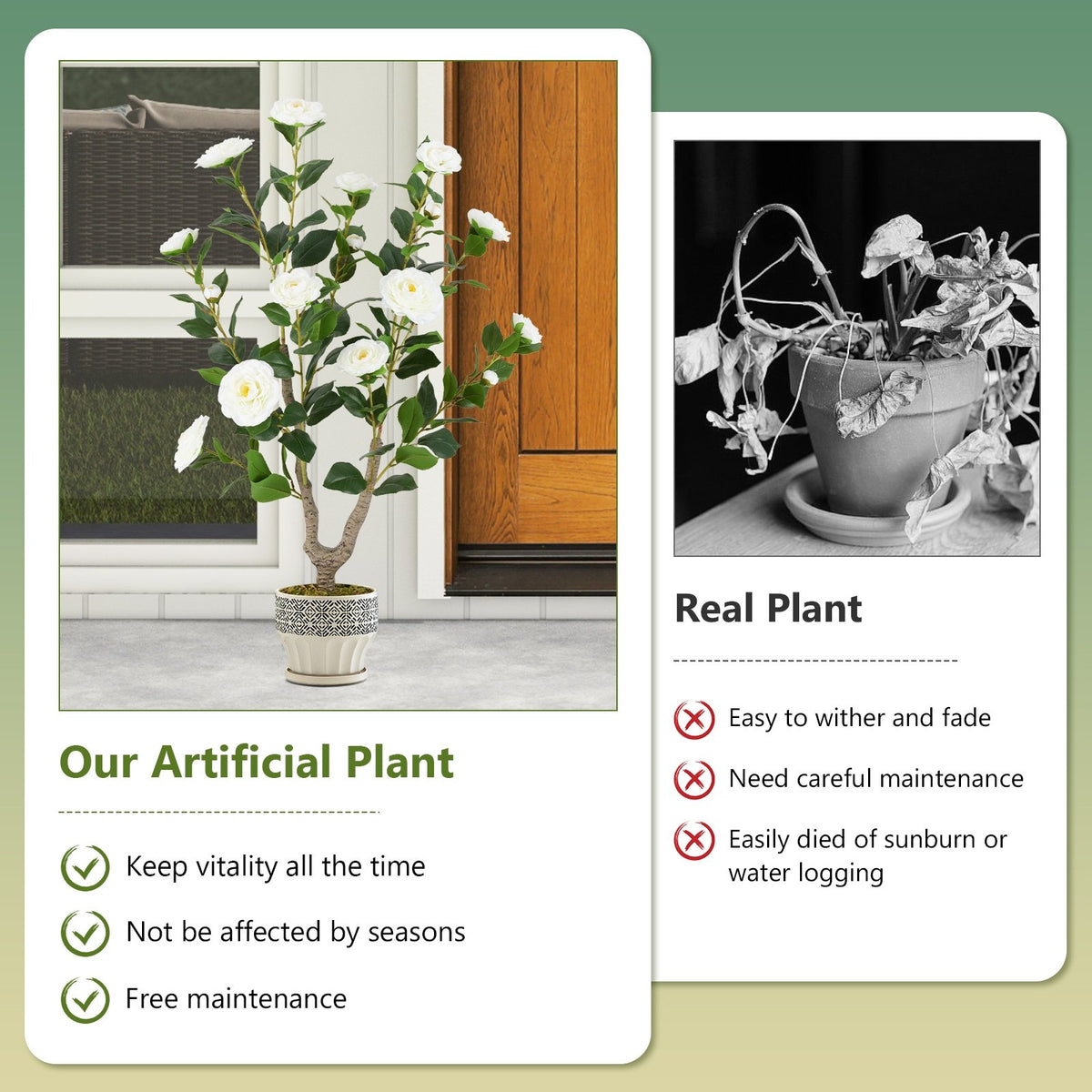 36 Inch Artificial Camellia Tree with Blooming Flower 1 Pack-White view 9