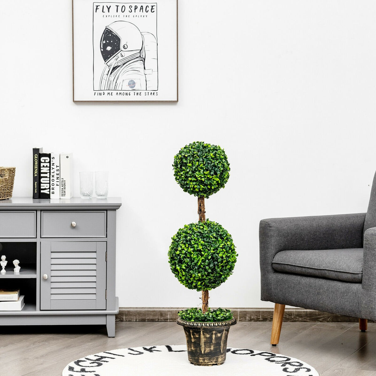 36 Inch Artificial Double Ball Tree Indoor and Outdoor UV Protection view 7