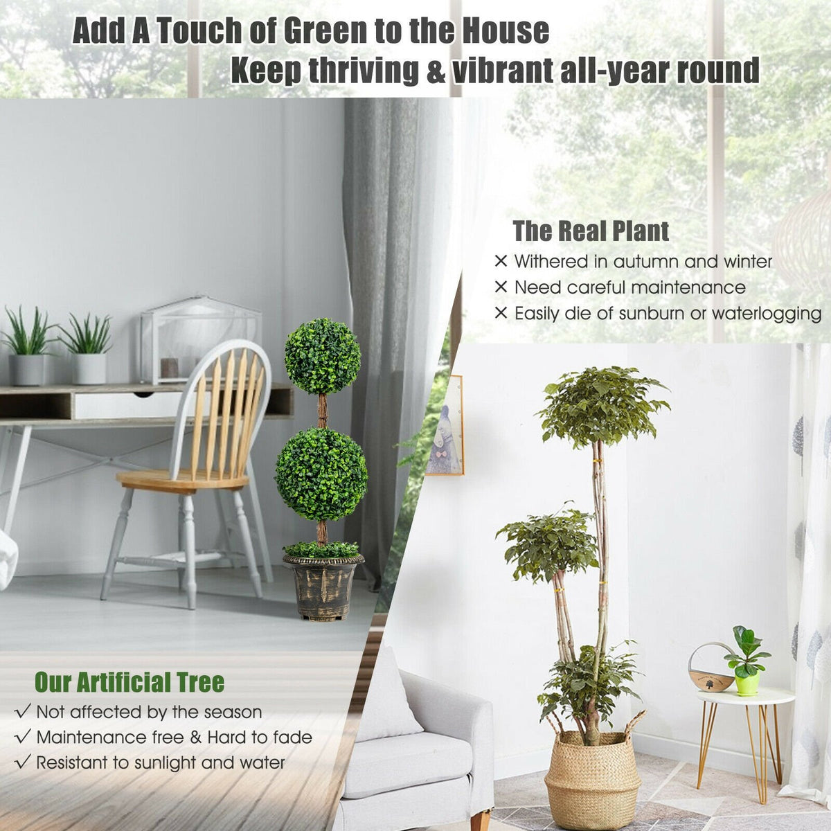 36 Inch Artificial Double Ball Tree Indoor and Outdoor UV Protection view 9