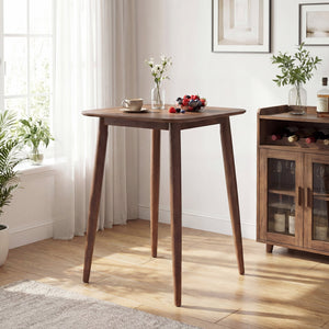 36 Inch Counter Height Bar Table Wooden High Top Pub Table with Solid Rubber Wood Legs-Walnut view 2