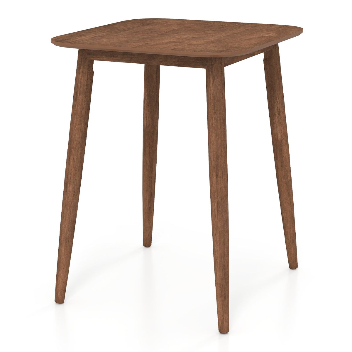 36 Inch Counter Height Bar Table Wooden High Top Pub Table with Solid Rubber Wood Legs-Walnut view 4