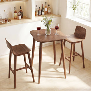 36 Inch Counter Height Bar Table Wooden High Top Pub Table with Solid Rubber Wood Legs-Walnut view 6