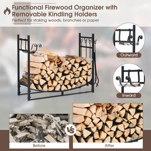 36 Inch Fireplace Log Holder with Kindling Holders and Shovel view 5