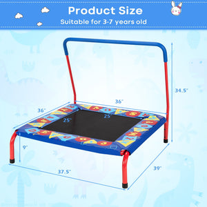 36 Inch Kids Indoor Outdoor Square Trampoline with Foamed Handrail-Blue view 4