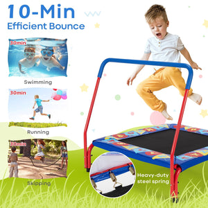36 Inch Kids Indoor Outdoor Square Trampoline with Foamed Handrail-Blue view 8