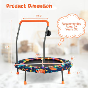 36 Inch Mini Trampoline with Colorful LED Lights and Bluetooth Speaker-Multicolor view 4