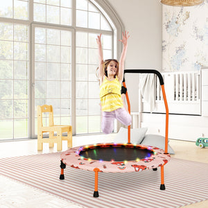 36 Inch Mini Trampoline with Colorful LED Lights and Bluetooth Speaker-Orange view 2