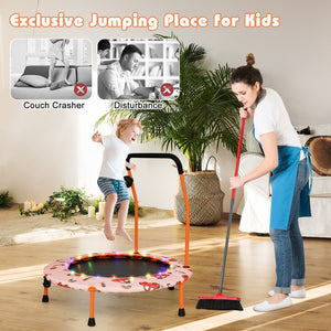 36 Inch Mini Trampoline with Colorful LED Lights and Bluetooth Speaker-Orange view 3