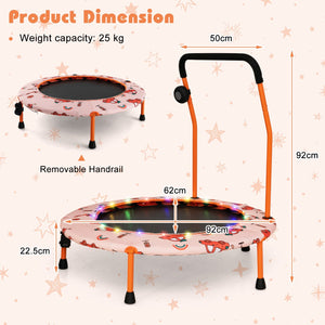 36 Inch Mini Trampoline with Colorful LED Lights and Bluetooth Speaker-Orange view 5