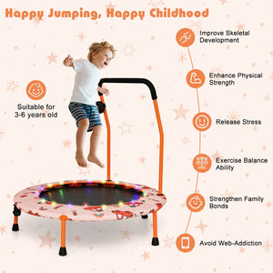 36 Inch Mini Trampoline with Colorful LED Lights and Bluetooth Speaker-Orange view 7